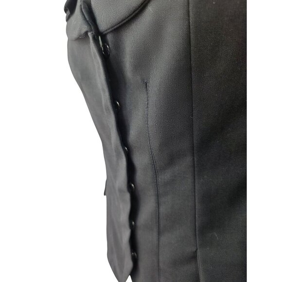 Millard Fillmore MF-13 Y2K Black Blazer Jacket Hers Sz M/L Ruffle Lapel Peplum - Picture 8 of 10